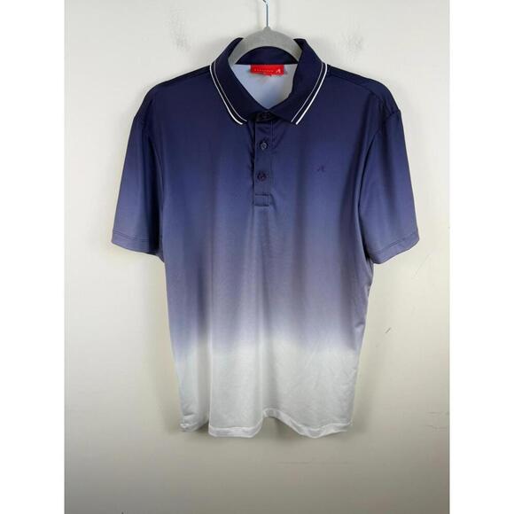 Redvanly Golf Devon Polo Shirt Short Sleeve M Stretch Wick Blue White - Picture 1 of 6